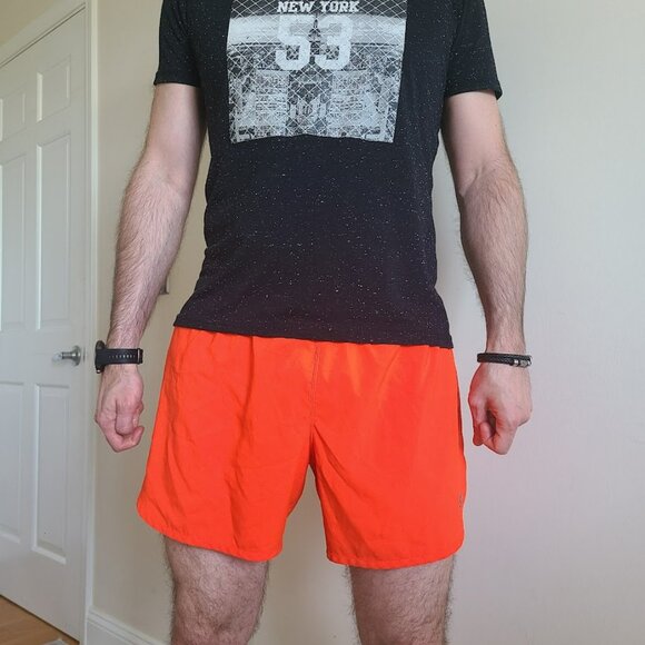 Saxx Running Shorts Mens Medium Hightail 2N1 Run 5" Orange Support Pouch Gym - Picture 1 of 10
